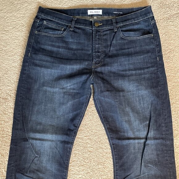 DL 1961 Vince Casual Straight Jeans Size 38X29 Mid Rise Dark Wash Stretch - Picture 3 of 11